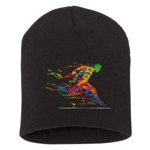 Running 365 Paint Running Runner Gift Short Acrylic Beanie