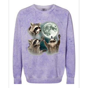 Raccoon 3 Racoons Howling At Moon Colorblast Crewneck Sweatshirt