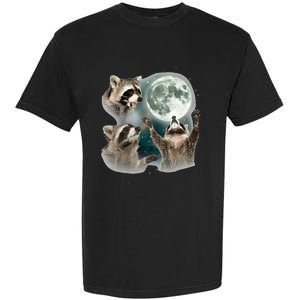 Raccoon 3 Racoons Howling At Moon Garment-Dyed Heavyweight T-Shirt