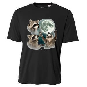 Raccoon 3 Racoons Howling At Moon Cooling Performance Crew T-Shirt