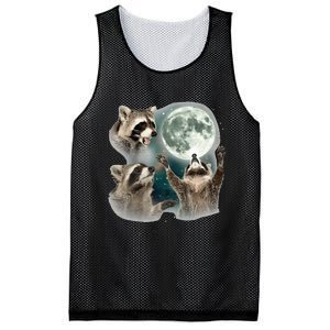 Raccoon 3 Racoons Howling At Moon Mesh Reversible Basketball Jersey Tank