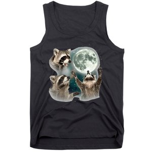 Raccoon 3 Racoons Howling At Moon Tank Top