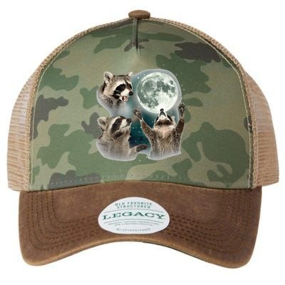 Raccoon 3 Racoons Howling At Moon Funny Weird Cursed Legacy Tie Dye Trucker Hat