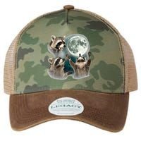Raccoon 3 Racoons Howling At Moon Funny Weird Cursed Legacy Tie Dye Trucker Hat