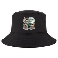 Raccoon 3 Racoons Howling At Moon Funny Weird Cursed Cool Comfort Performance Bucket Hat