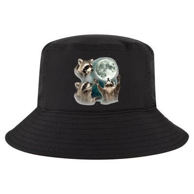 Raccoon 3 Racoons Howling At Moon Funny Weird Cursed Cool Comfort Performance Bucket Hat