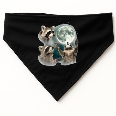 Raccoon 3 Racoons Howling At Moon Funny Weird Cursed USA-Made Doggie Bandana