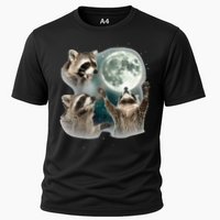 Raccoon 3 Racoons Howling At Moon Funny Weird Cursed Performance Shirt