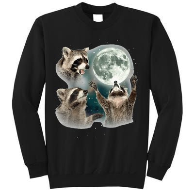 Raccoon 3 Racoons Howling At Moon Funny Weird Cursed Sweatshirt