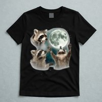 Raccoon 3 Racoons Howling At Moon Funny Weird Cursed T-Shirt