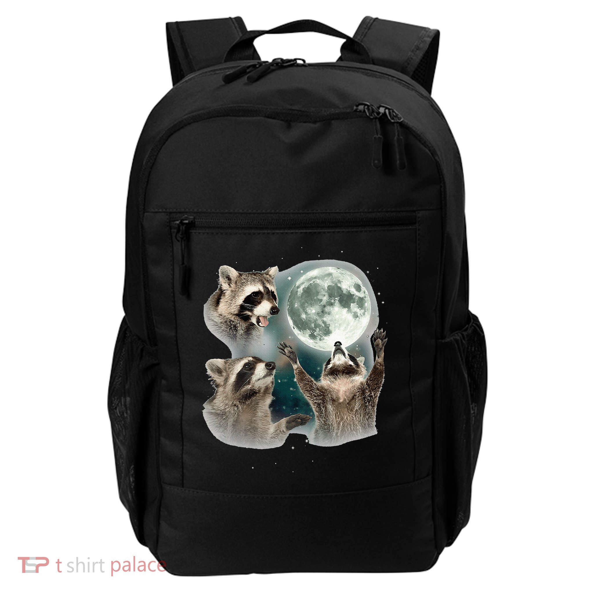 Raccoon 3 Racoons Howling At Moon Funny Weird Cursed Daily Commute Backpack
