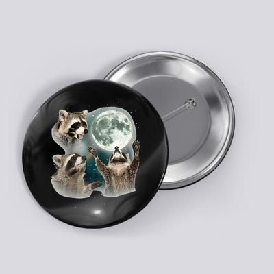 Raccoon 3 Racoons Howling At Moon Funny Weird Cursed Button