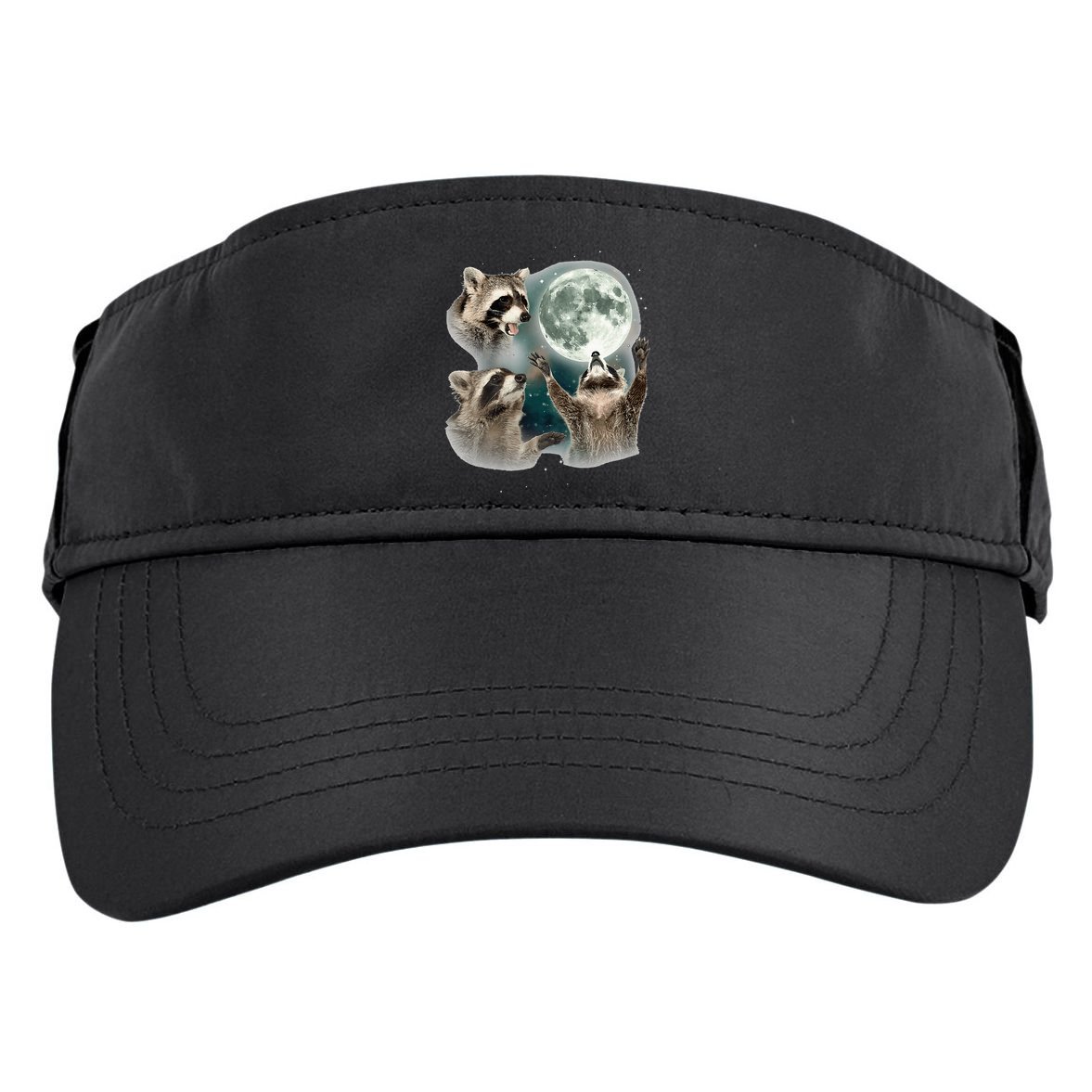 Raccoon 3 Racoons Howling At Moon Funny Weird Cursed Adult Drive Performance Visor