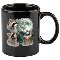 Raccoon 3 Racoons Howling At Moon Funny Weird Cursed 11oz C Handle Ceramic Mug
