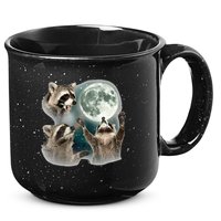 Raccoon 3 Racoons Howling At Moon Funny Weird Cursed 15oz Campfire Ceramic Mug