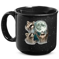 Raccoon 3 Racoons Howling At Moon Funny Weird Cursed 15oz Campfire Ceramic Mug