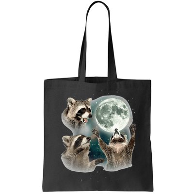 Raccoon 3 Racoons Howling At Moon Funny Weird Cursed Bag