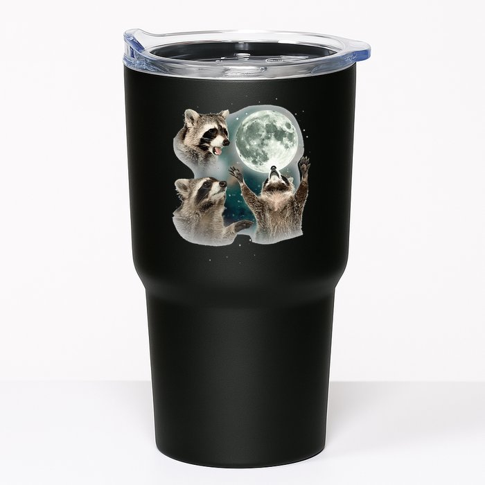 Raccoon 3 Racoons Howling At Moon Funny Weird Cursed Tumbler