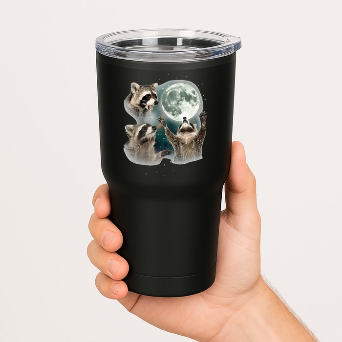 Raccoon 3 Racoons Howling At Moon Funny Weird Cursed Tumbler