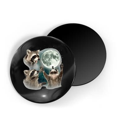 Raccoon 3 Racoons Howling At Moon Funny Weird Cursed Magnet