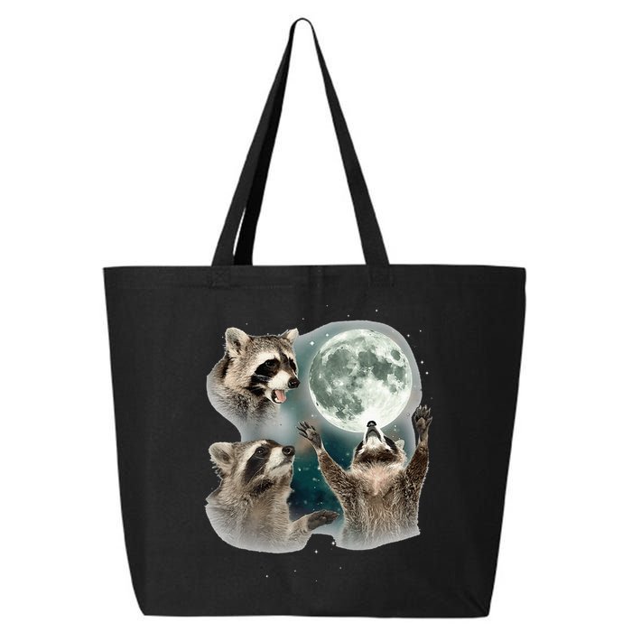 Raccoon 3 Racoons Howling At Moon Funny Weird Cursed 25L Jumbo Tote