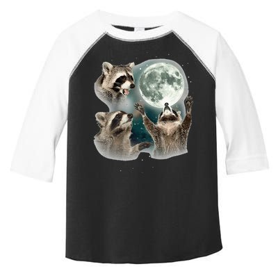 Raccoon 3 Racoons Howling At Moon Funny Weird Cursed Toddler Fine Jersey T-Shirt