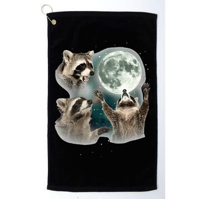 Raccoon 3 Racoons Howling At Moon Funny Weird Cursed Golf Towel