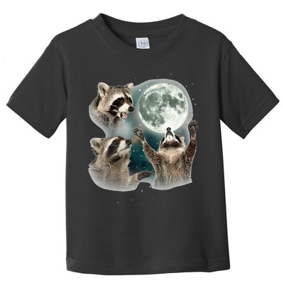 Raccoon 3 Racoons Howling At Moon Funny Weird Cursed Toddler T-Shirt