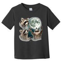 Raccoon 3 Racoons Howling At Moon Funny Weird Cursed Toddler T-Shirt