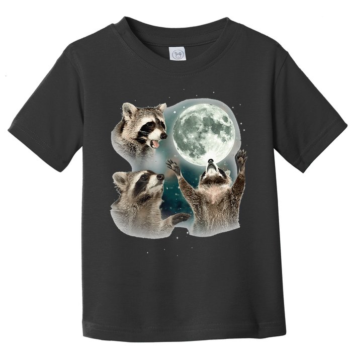 Raccoon 3 Racoons Howling At Moon Funny Weird Cursed Toddler T-Shirt