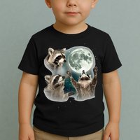 Raccoon 3 Racoons Howling At Moon Funny Weird Cursed Toddler T-Shirt
