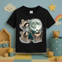 Raccoon 3 Racoons Howling At Moon Funny Weird Cursed Toddler T-Shirt
