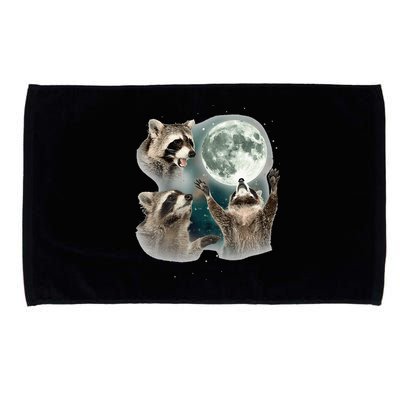 Raccoon 3 Racoons Howling At Moon Funny Weird Cursed Microfiber Hand Towel