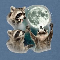 Raccoon 3 Racoons Howling At Moon Funny Weird Cursed Garment-Dyed Sweatshirt