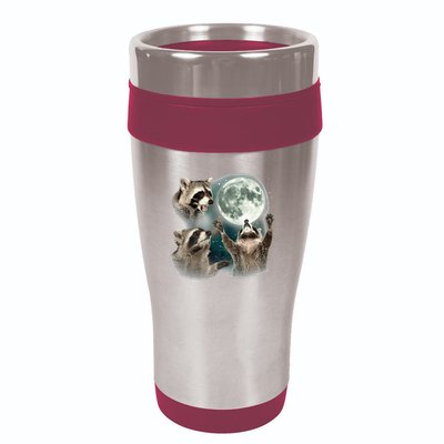 Raccoon 3 Racoons Howling At Moon Funny Weird Cursed 16oz Travel Tumbler