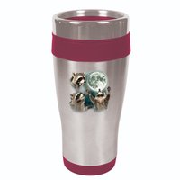 Raccoon 3 Racoons Howling At Moon Funny Weird Cursed 16oz Travel Tumbler