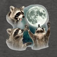Raccoon 3 Racoons Howling At Moon Funny Weird Cursed Vector Backpack