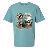 Raccoon 3 Racoons Howling At Moon Funny Weird Cursed Sueded Cloud Jersey T-Shirt