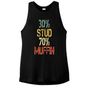 Retro 30 Stud 70 Muffin Sarcasm Dad Bod Figure Ladies PosiCharge Tri-Blend Wicking Tank