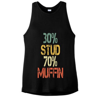 Retro 30 Stud 70 Muffin Sarcasm Dad Bod Figure Ladies PosiCharge Tri-Blend Wicking Tank