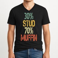 Retro 30 Stud 70 Muffin Sarcasm Dad Bod Figure V-Neck T-Shirt
