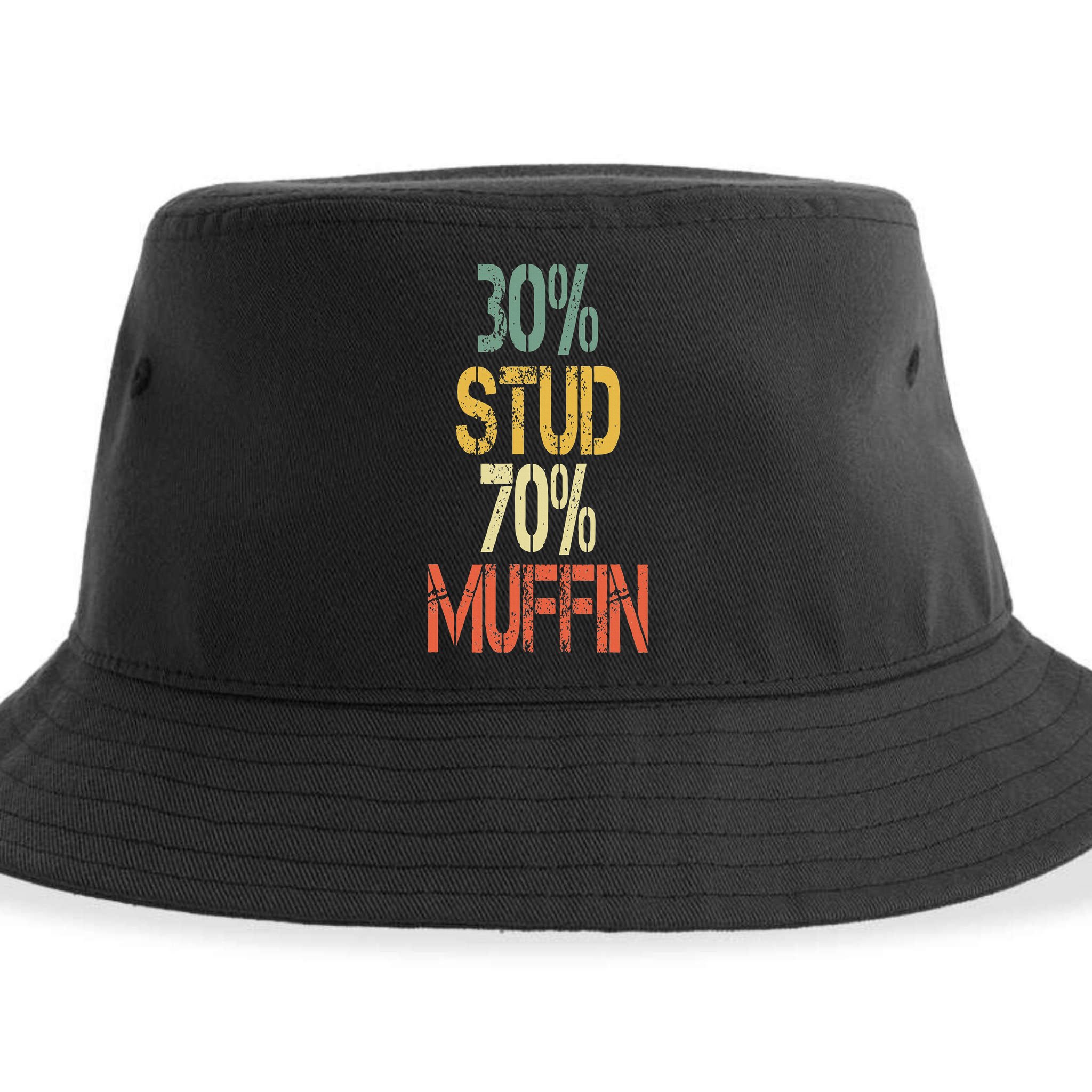 Retro 30 Stud 70 Muffin Sarcasm Dad Bod Figure Sustainable Bucket Hat
