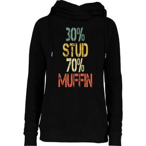 Retro 30 Stud 70 Muffin Sarcasm Dad Bod Figure Womens Funnel Neck Pullover Hood