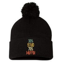 Retro 30 Stud 70 Muffin Sarcasm Dad Bod Figure Pom Pom 12in Knit Beanie