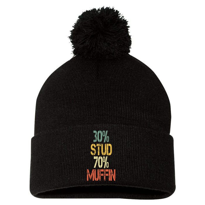 Retro 30 Stud 70 Muffin Sarcasm Dad Bod Figure Pom Pom 12in Knit Beanie