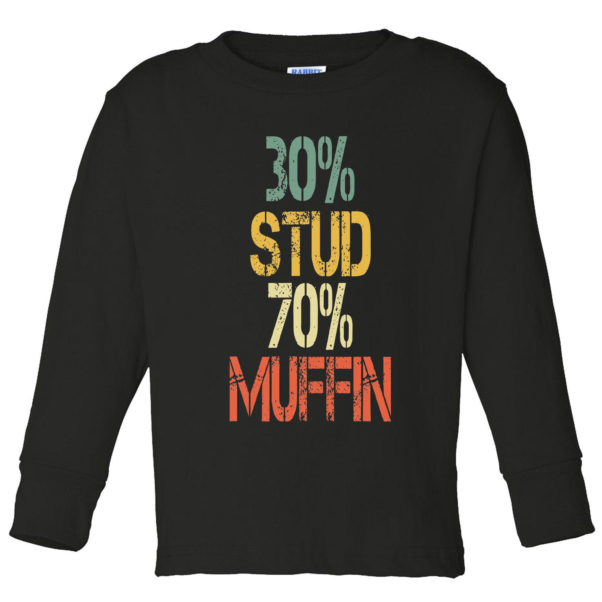 Retro 30 Stud 70 Muffin Sarcasm Dad Bod Figure Toddler Long Sleeve Shirt