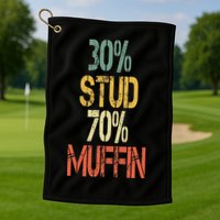 Retro 30 Stud 70 Muffin Sarcasm Dad Bod Figure Golf Towel