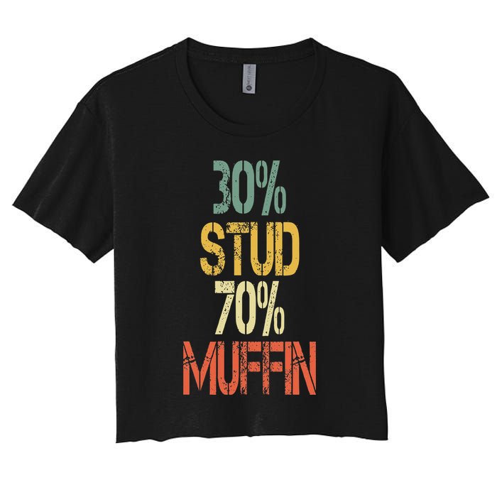 Retro 30 Stud 70 Muffin Sarcasm Dad Bod Figure Crop Top