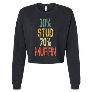 Retro 30 Stud 70 Muffin Sarcasm Dad Bod Figure Cropped Pullover Crew