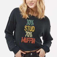Retro 30 Stud 70 Muffin Sarcasm Dad Bod Figure Cropped Pullover Crew